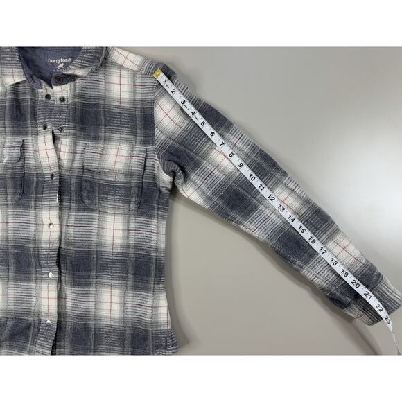 Horny Toad Womens Flannel Shacket Top S Blue Plaid Workwear Outdoor Hike Grunge - Picture 14 of 16